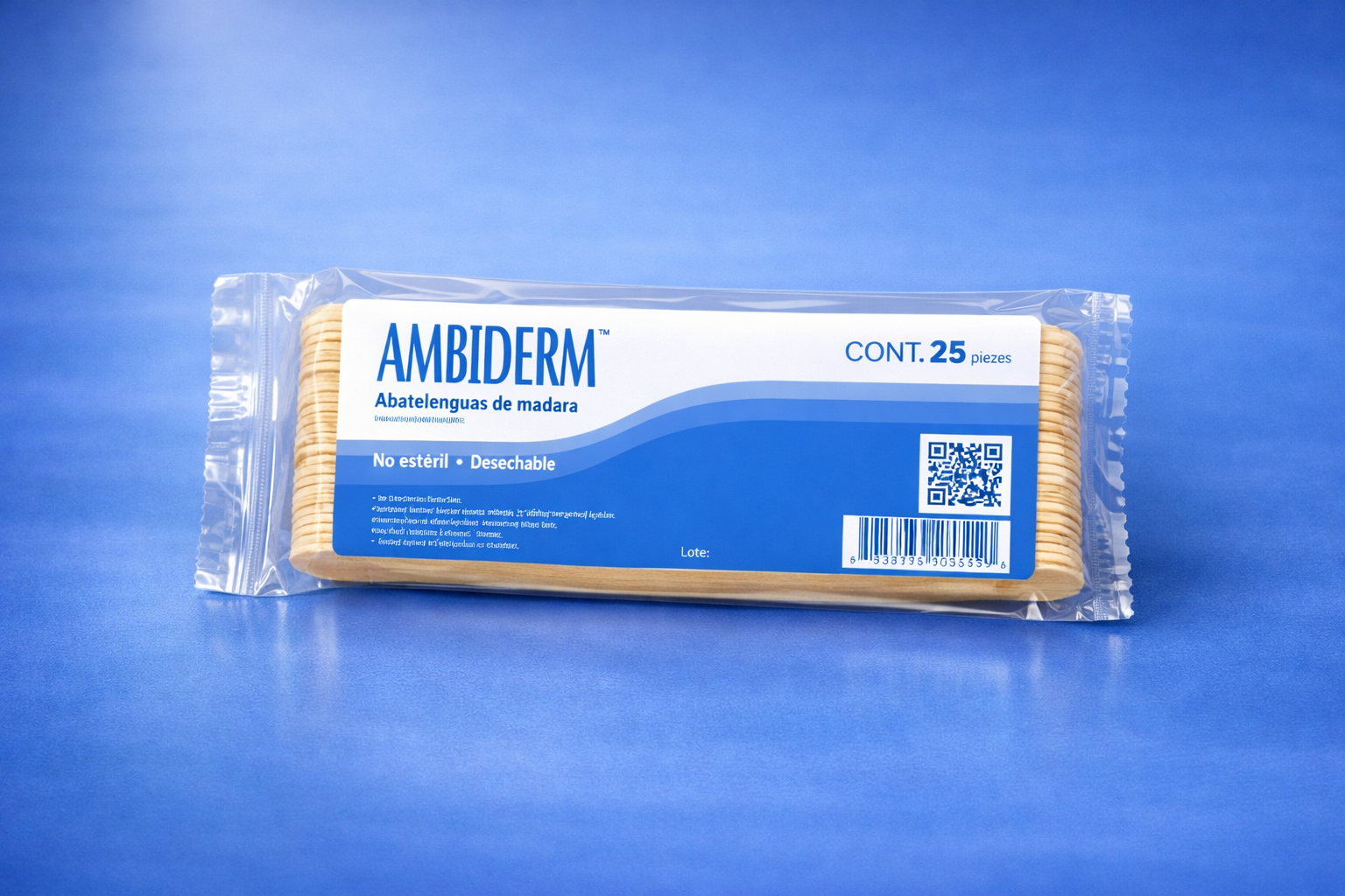 Abatelenguas de madera (No estéril) 20 bolsas c 25 pzas