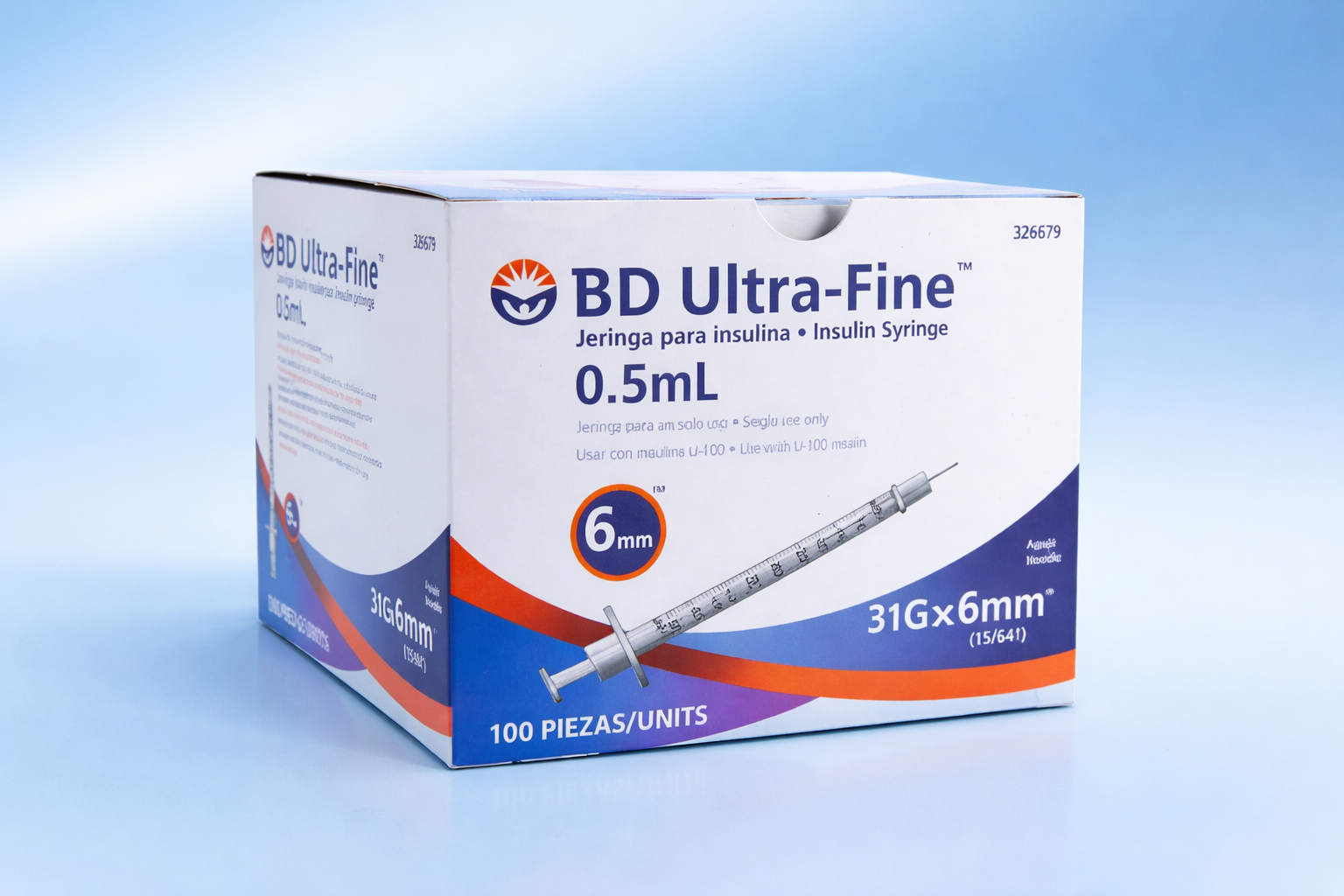 Jeringa Insulina 0.5ml 31G x 6mm C/100pzas